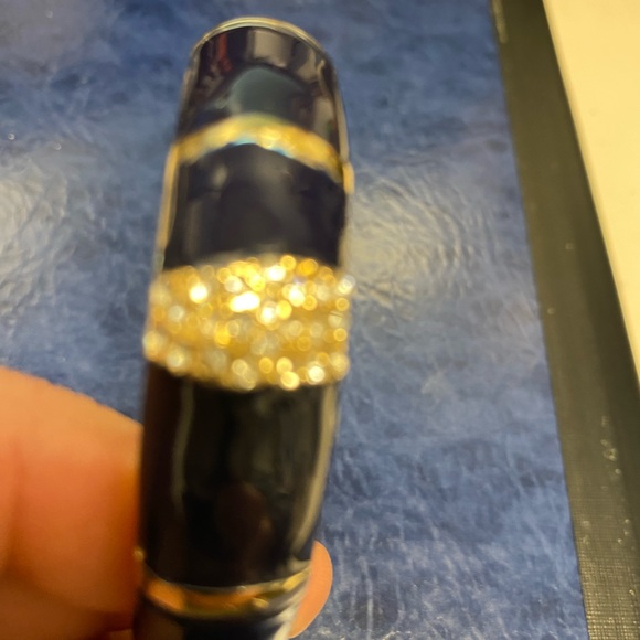 New Landau navy blue enamel bracelet with rhinestone accents - Picture 2 of 7
